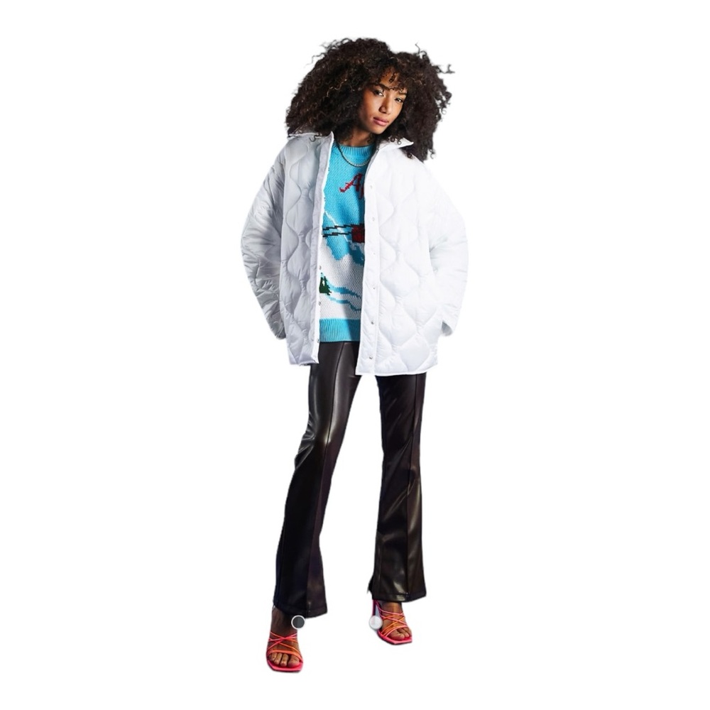 ASOS DESIGN onion quilt padded puffer jacket in white Size 6 Shacket